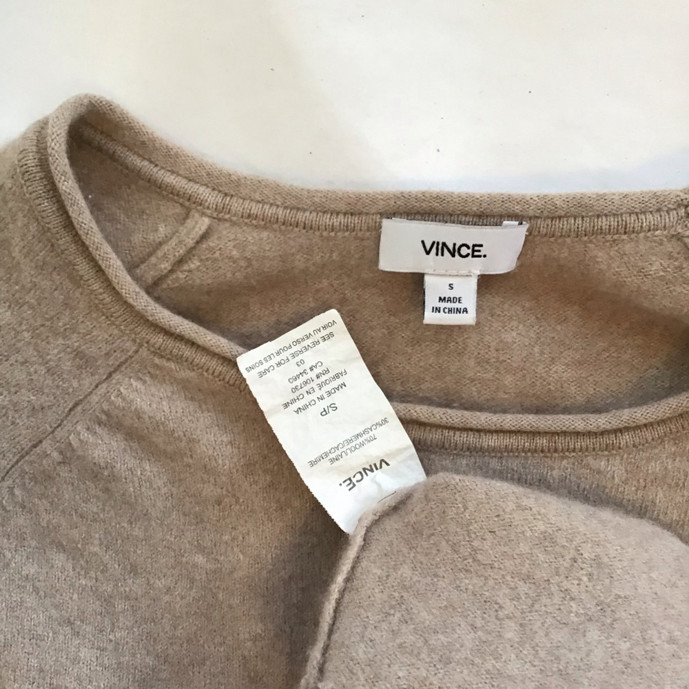 Vince. Women Elegant Warm Beige Crew Neck Sweater S - Picture 12 of 12